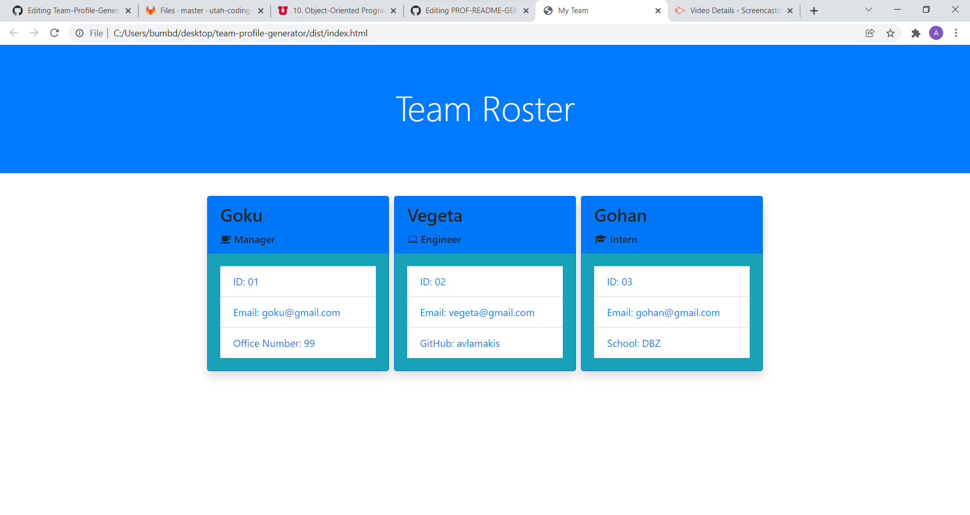 Team Roster Screenshot